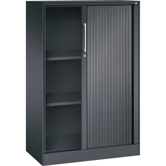 C+P Rollladenschrank Asisto 800 x 1.310 x 435 mm (B x H x T) 2 Fachböden schwarzgrau schwarzgrau