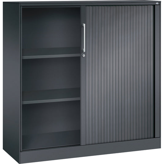 C+P Rollladenschrank Asisto 1.200 x 1.310 x 435 mm (B x H x T) 2 Fachböden schwarzgrau schwarzgrau