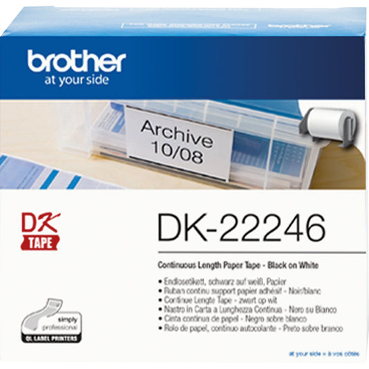 Brother Endlosetikett 103 mm x 30,48 m (B x L) mit Führungslochrand Papier weiß 1-bahnig