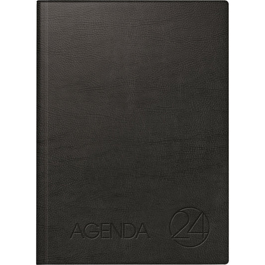 BRUNNEN Buchkalender Agenda 24 undatiert DIN A4 1 Tag/1 Seite Schaumfolie, Hartfolie schwarz