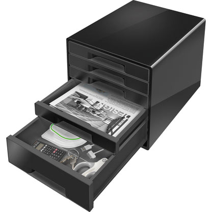 Leitz Schubladenbox CUBE 5 Schubladen DIN A4 Polystyrol Gehäusefarbe: schwarz Farbe der Schublade: schwarz