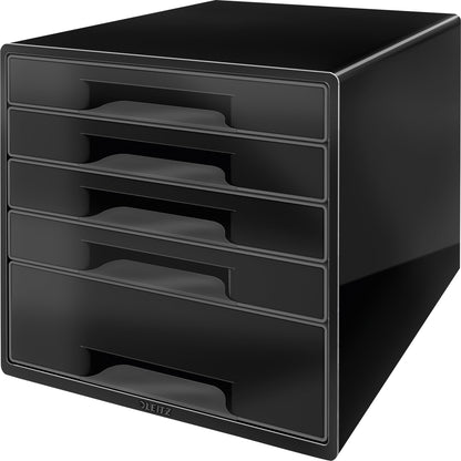 Leitz Schubladenbox CUBE 5 Schubladen DIN A4 Polystyrol Gehäusefarbe: schwarz Farbe der Schublade: schwarz