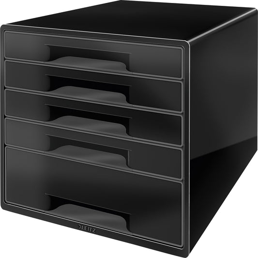 Leitz Schubladenbox CUBE 5 Schubladen DIN A4 Polystyrol Gehäusefarbe: schwarz Farbe der Schublade: schwarz