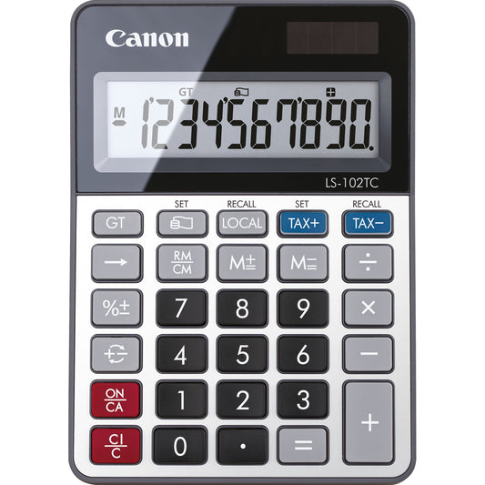 Canon Tischrechner LS-102TC 106 x 24 x 149 mm (B x H x T) Batterie, Solar-Energie grau/metall
