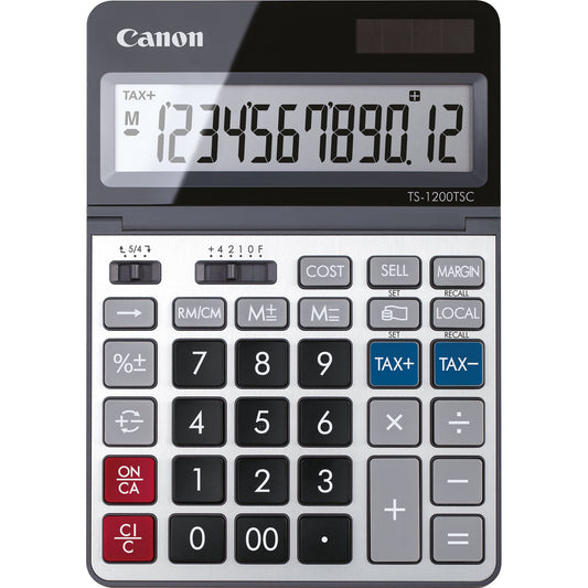 Canon Tischrechner TS-1200TSC 127 x 18 x 179 mm (B x H x T) Batterie, Solar-Energie grau/metall
