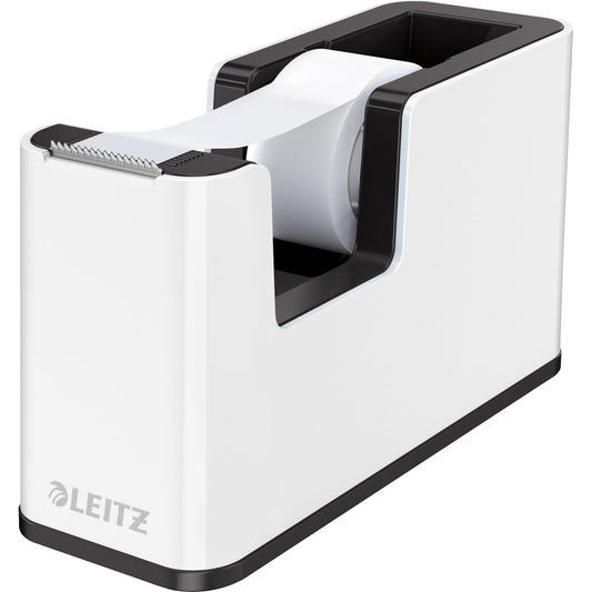 Leitz Tischabroller WOW Duo Colour 19 mm x 33 m (B x L) inkl. 1 Rolle Klebeband mit Lösungsmittel schwarz/weiß