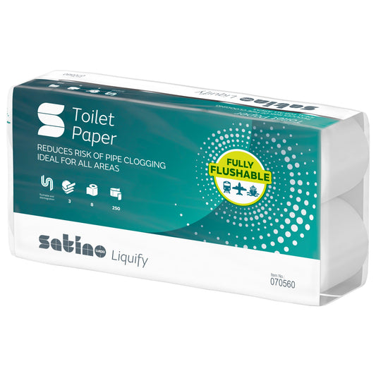 Satino by WEPA Toilettenpapier liquify 3-lagig hochweiß 250 Bl./Rl. 8 Rl./Pack.