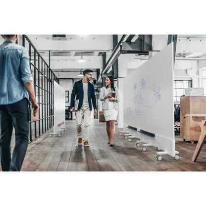 magnetoplan® Whiteboard Infinity Wall mobil Maße der Oberfläche: 98 x 153 cm (B x H) Tafel magnethaftend beidseitig beschreibbar Keramik emailliert weiß