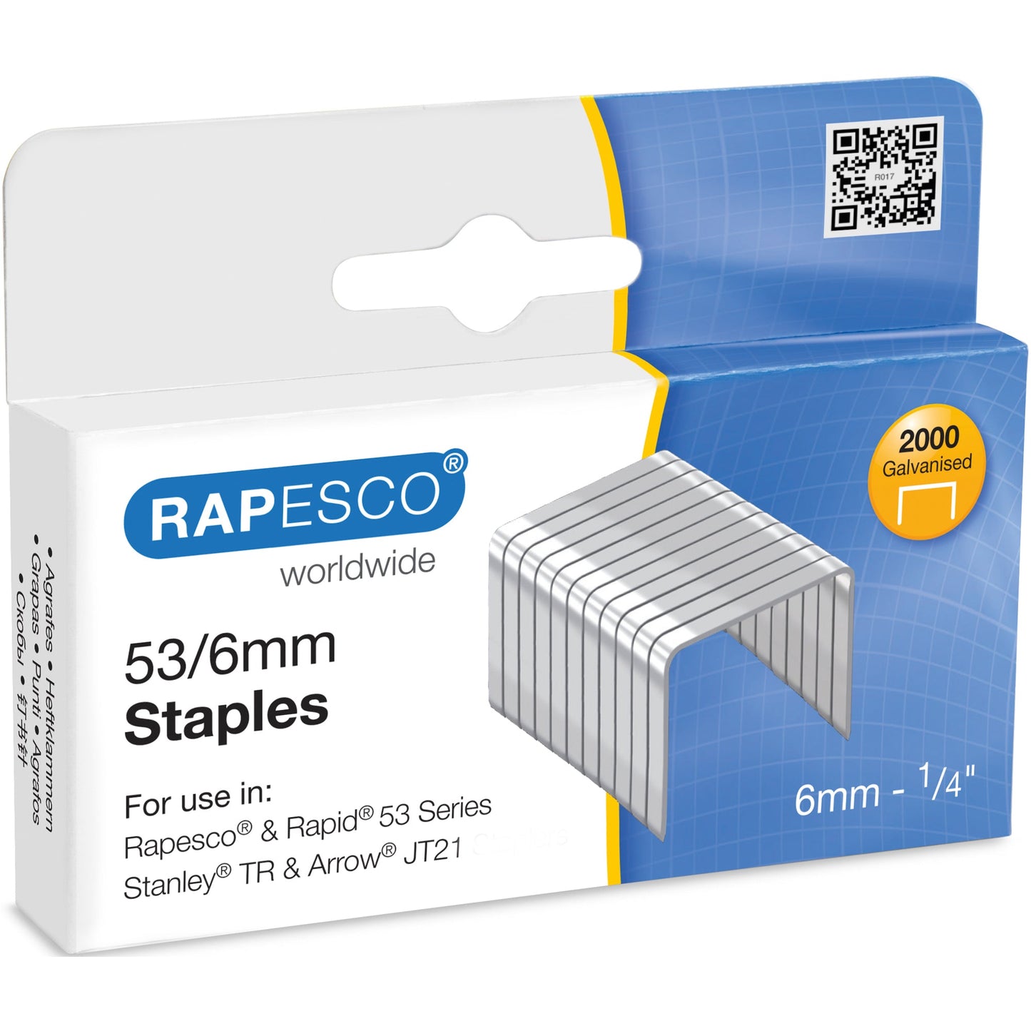 RAPESCO Heftklammer 53/6 Rexel, Rapid, Leitz, Novus, Esselte, Arrow, Stanley 2.000 St./Pack.