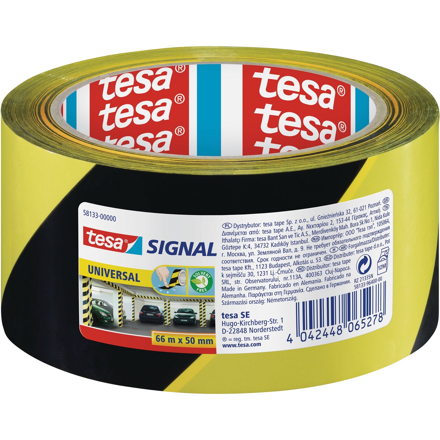 tesa® Signalklebeband Universal 50 mm x 66 m (B x L) Polypropylen gelb/schwarz