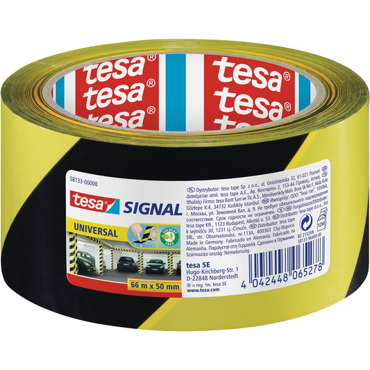 tesa® Signalklebeband Universal 50 mm x 66 m (B x L) Polypropylen gelb/schwarz