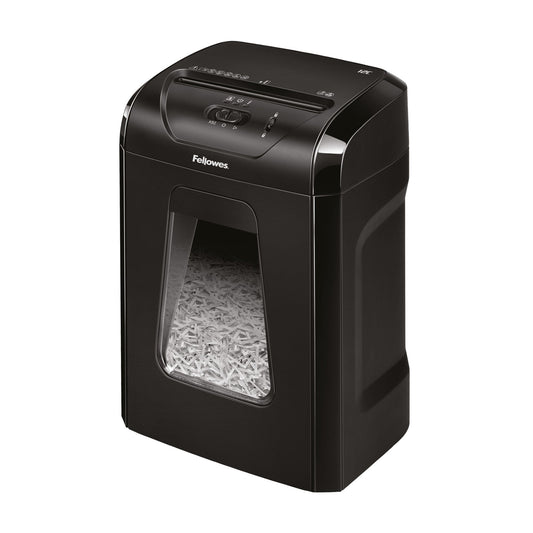 Fellowes® Aktenvernichter Powershred® 12C P-4 Papier, Heftklammern, Büroklammern, Kreditkarten Partikelschnitt 12 Bl. schwarz