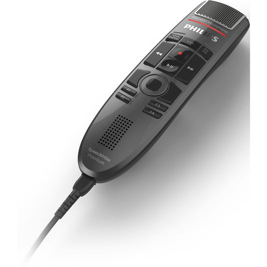 Philips Diktiermikrofon SpeechMike Premium Touch SMP3700 45 x 175 x 32 mm (B x H x T) USB 2.0 Aufnahme: 200-12.000, Wiedergabe: 300-7.500 Hz inkl. USB-Kabel, Mikrofonhalter, Kurzanleitung Kunststoff, antimikrobiell