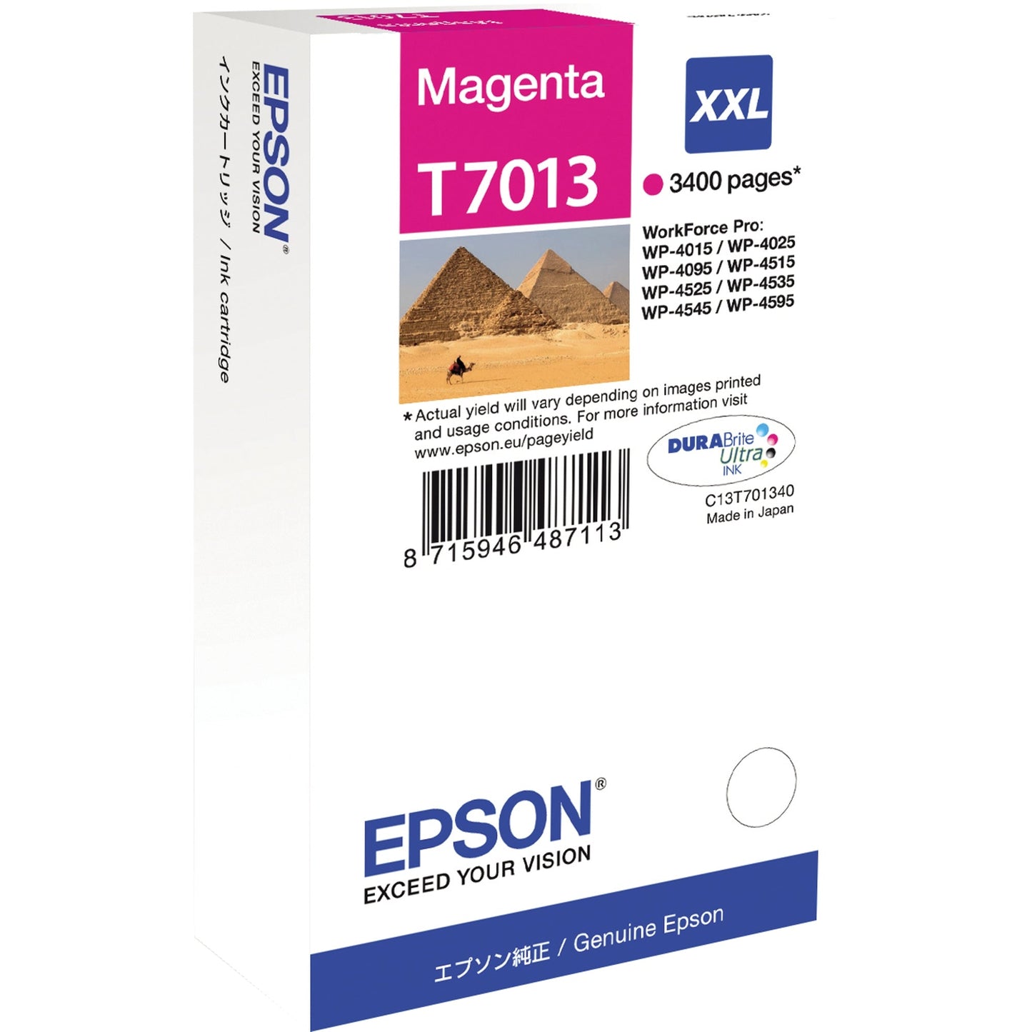 Epson Tintenpatrone Originalzubehör T7013 ca. 3.400 Seiten magenta 34ml