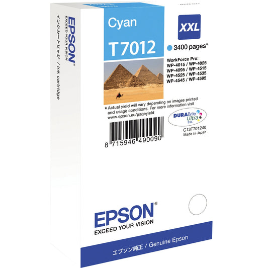 Epson Tintenpatrone Originalzubehör T7012 ca. 3.400 Seiten cyan 34ml