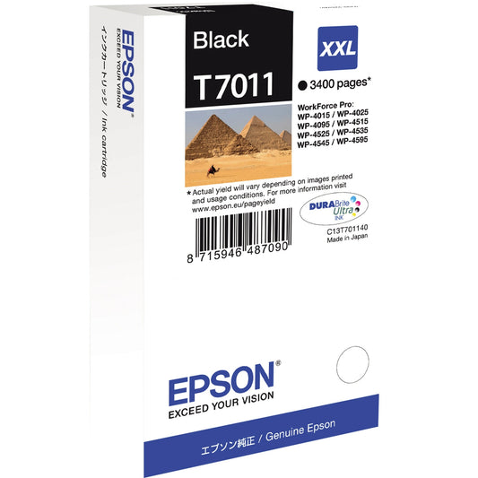 Epson Tintenpatrone Originalzubehör T7011 ca. 3.400 Seiten schwarz 63,2ml