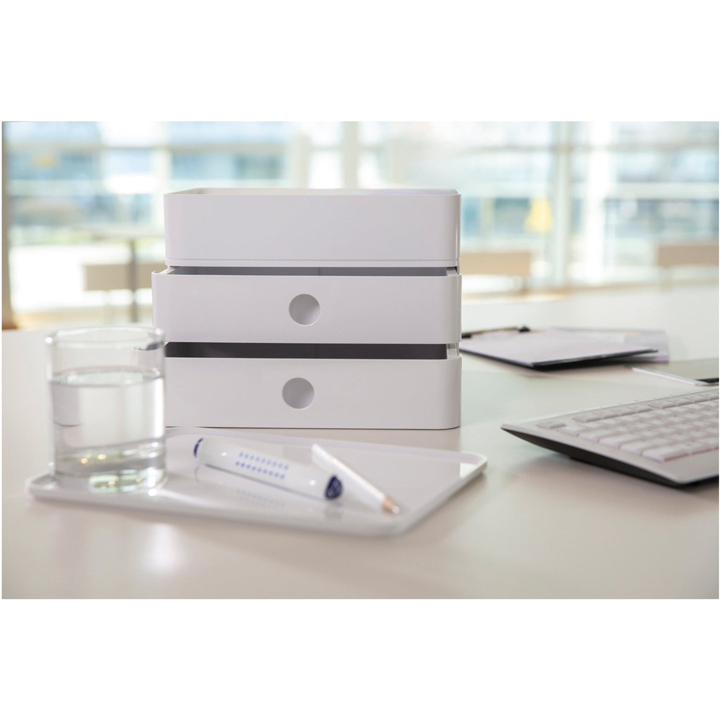 HAN Schubladenbox ALLISON SMART-BOX PLUS 2 Schubladen DIN A5 ABS Kunststoff Gehäusefarbe: snow white Farbe der Schublade: snow white