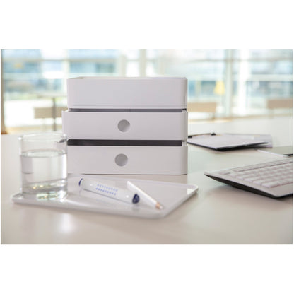 HAN Schubladenbox ALLISON SMART-BOX PLUS 2 Schubladen DIN A5 ABS Kunststoff Gehäusefarbe: snow white Farbe der Schublade: snow white
