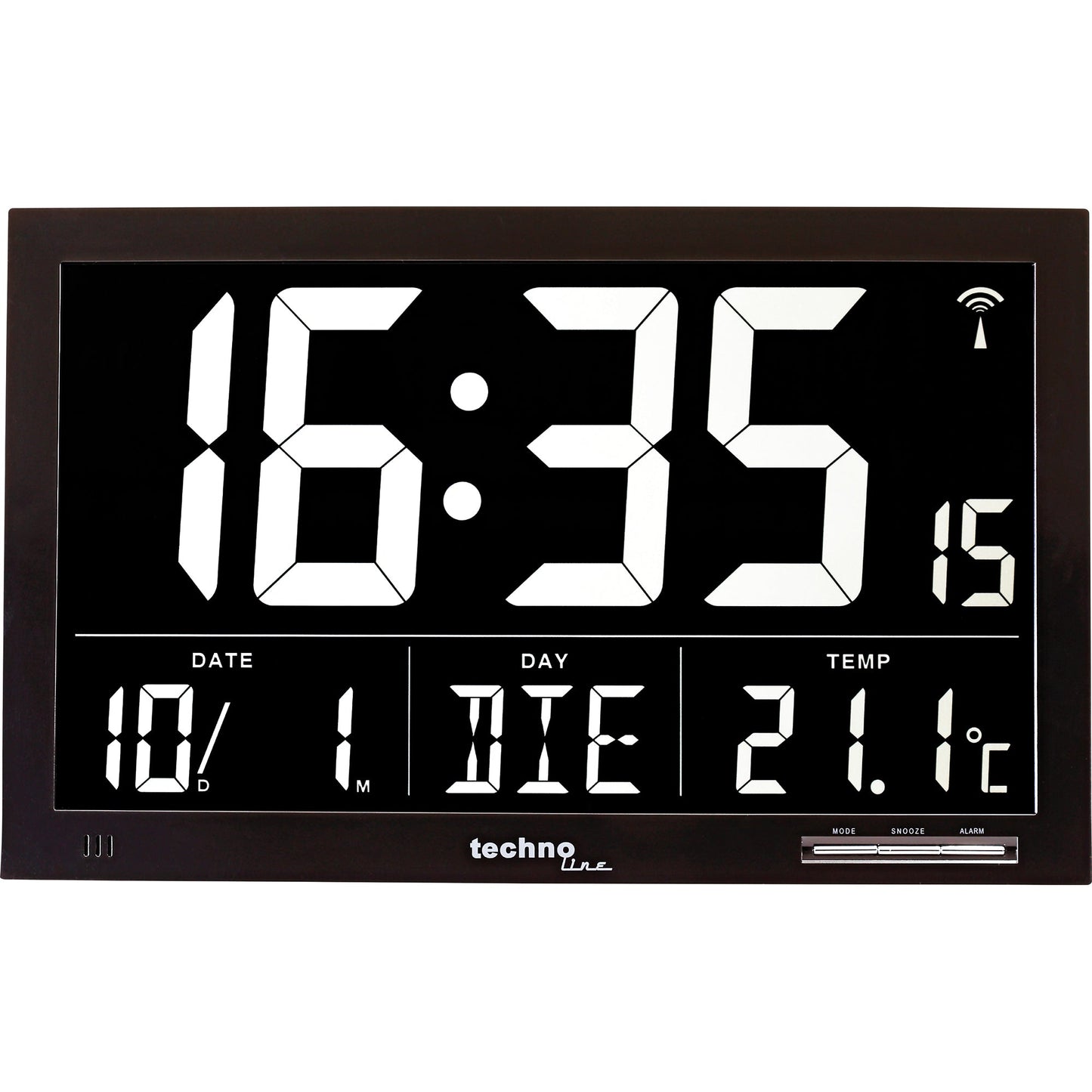 technoline® Funkuhr WS 8007 mit Alarmfunktion schwarz