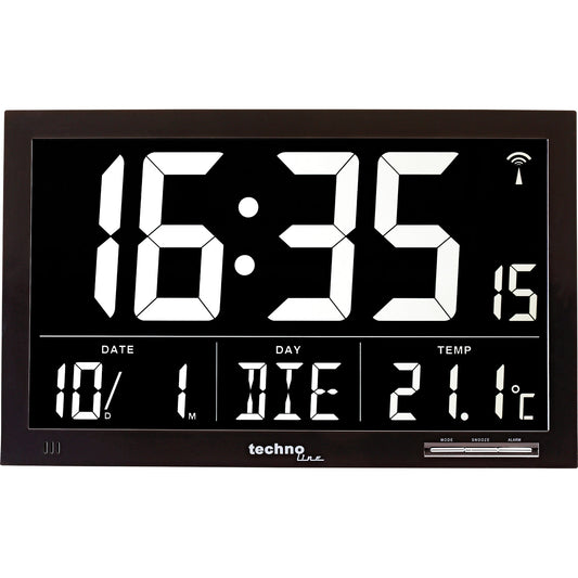 technoline® Funkuhr WS 8007 mit Alarmfunktion schwarz