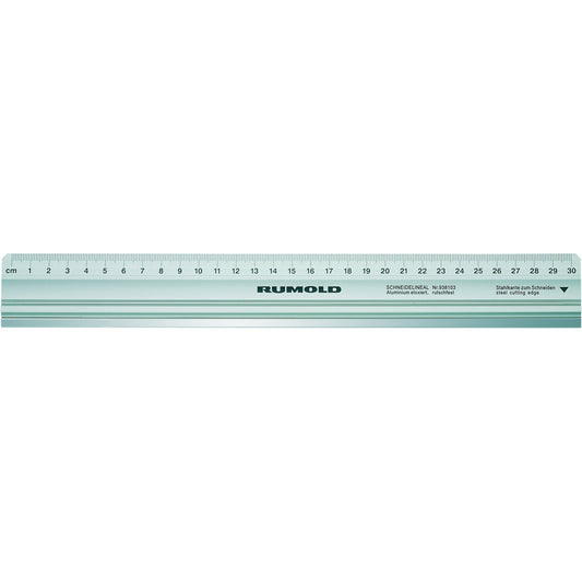 RUMOLD Schneidelineal 50cm oberseitig ohne mm-Facette auf beiden Seiten Aluminium silber