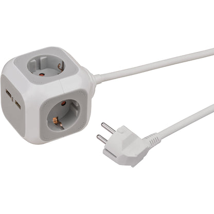 brennenstuhl® Steckdosenwürfel ALEA-Power 4 Steckdosen 1,4m inkl. Standfuß-Adapter grau/weiß