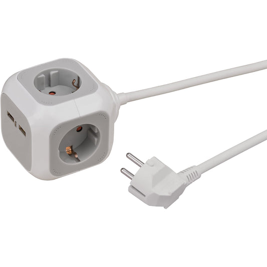 brennenstuhl® Steckdosenwürfel ALEA-Power 4 Steckdosen 1,4m inkl. Standfuß-Adapter grau/weiß