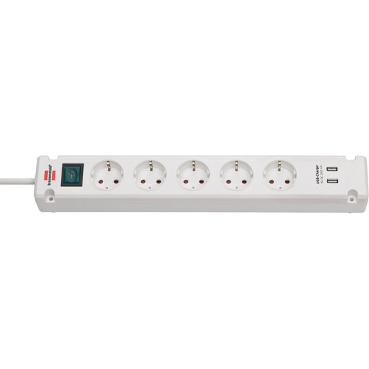 brennenstuhl® Steckdosenleiste Bremounta 5 Steckdosen 2 USB-Ports weiß