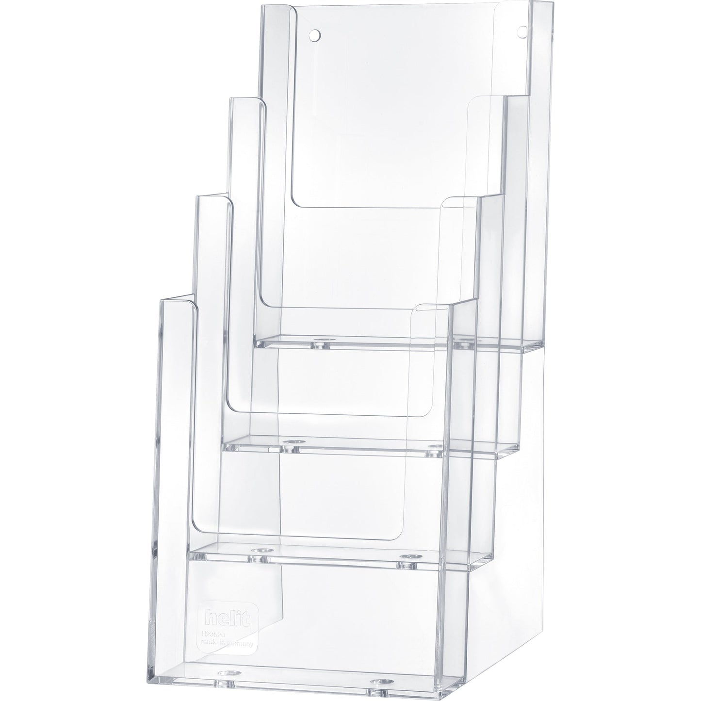 helit Prospekthalter the helpdesk 11,6 x 25,6 x 17 cm (B x H x T) 4 x 1/3 DIN A4 Polystyrol glasklar 4 Fächer