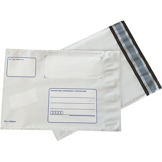 Versandtasche DIN C5 165 x 220 mm (B x H) mit Sicherheitsverschluss ohne Fenster 70µm schwarz/weiß 100 St./Pack.