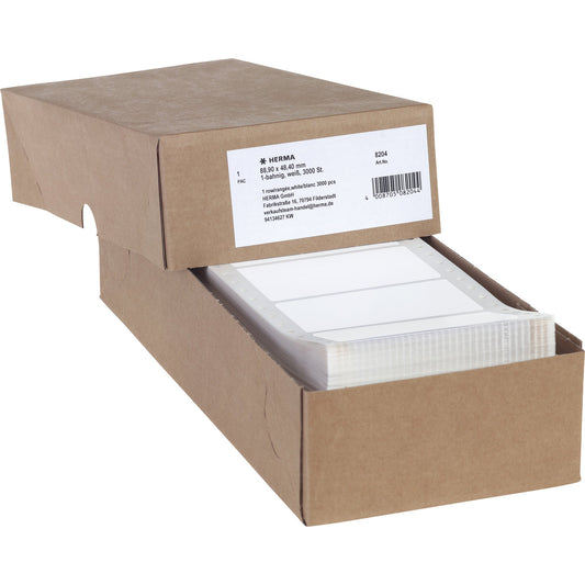 HERMA Endlosetikett 88,9 x 48,4 mm (B x H) nicht wieder ablösbar mit Führungslochrand Papier weiß 1-bahnig 3.000 Etik./Pack.