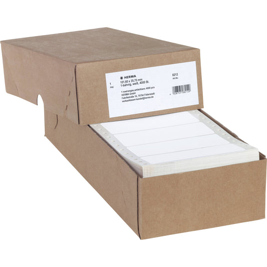 HERMA Endlosetikett 101,6 x 35,7 mm (B x H) nicht wieder ablösbar mit Führungslochrand Papier weiß 1-bahnig 4.000 Etik./Pack.