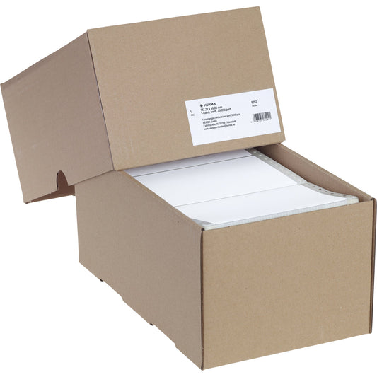 HERMA Endlosetikett 147,3 x 99,2 mm (B x H) nicht wieder ablösbar mit Führungslochrand Papier weiß 1-bahnig 3.000 Etik./Pack.