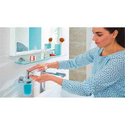 tesa® Seifenspender SMOOZ 7 x 17 x 12,6 cm (B x H x T) 0,2l inkl. Klebelösung ohne Lösungsmittel Metall/Glas chrom/weiß