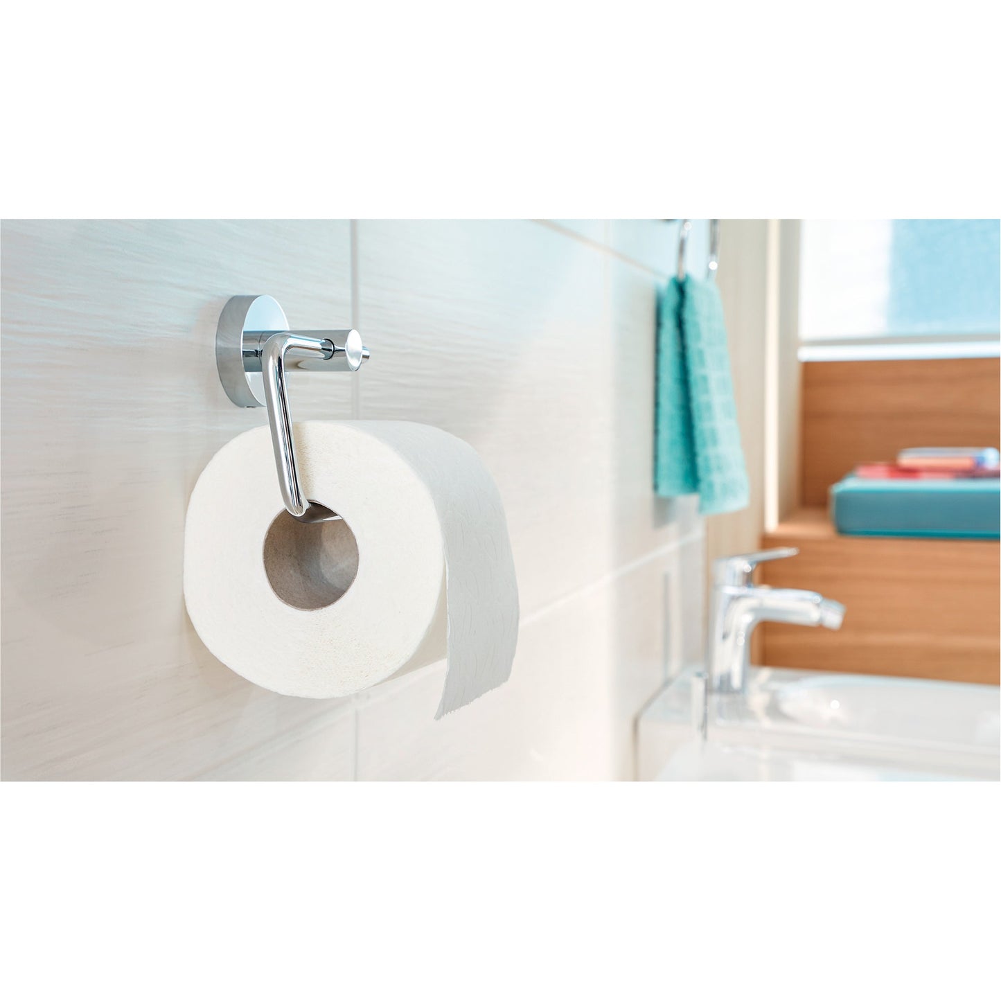 tesa® WC-Rollenhalter SMOOZ 14 x 10 x 5 cm (B x H x T) 1 Rolle inkl. Klebelösung Metall chrom