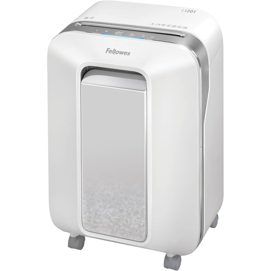 Fellowes® Aktenvernichter Powershred® LX 201 P-5 Papier, Heftklammern, Büroklammern, Kreditkarten Partikelschnitt 12 Bl. weiß