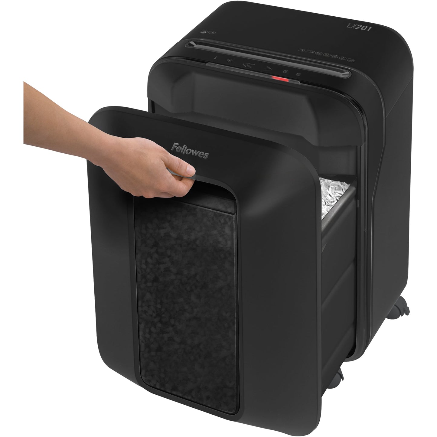 Fellowes® Aktenvernichter Powershred® LX 201 P-5 Papier, Heftklammern, Büroklammern, Kreditkarten Partikelschnitt 12 Bl. schwarz