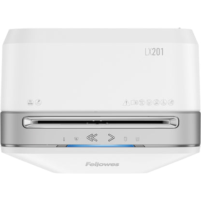 Fellowes® Aktenvernichter Powershred® LX 201 P-5 Papier, Heftklammern, Büroklammern, Kreditkarten Partikelschnitt 12 Bl. weiß