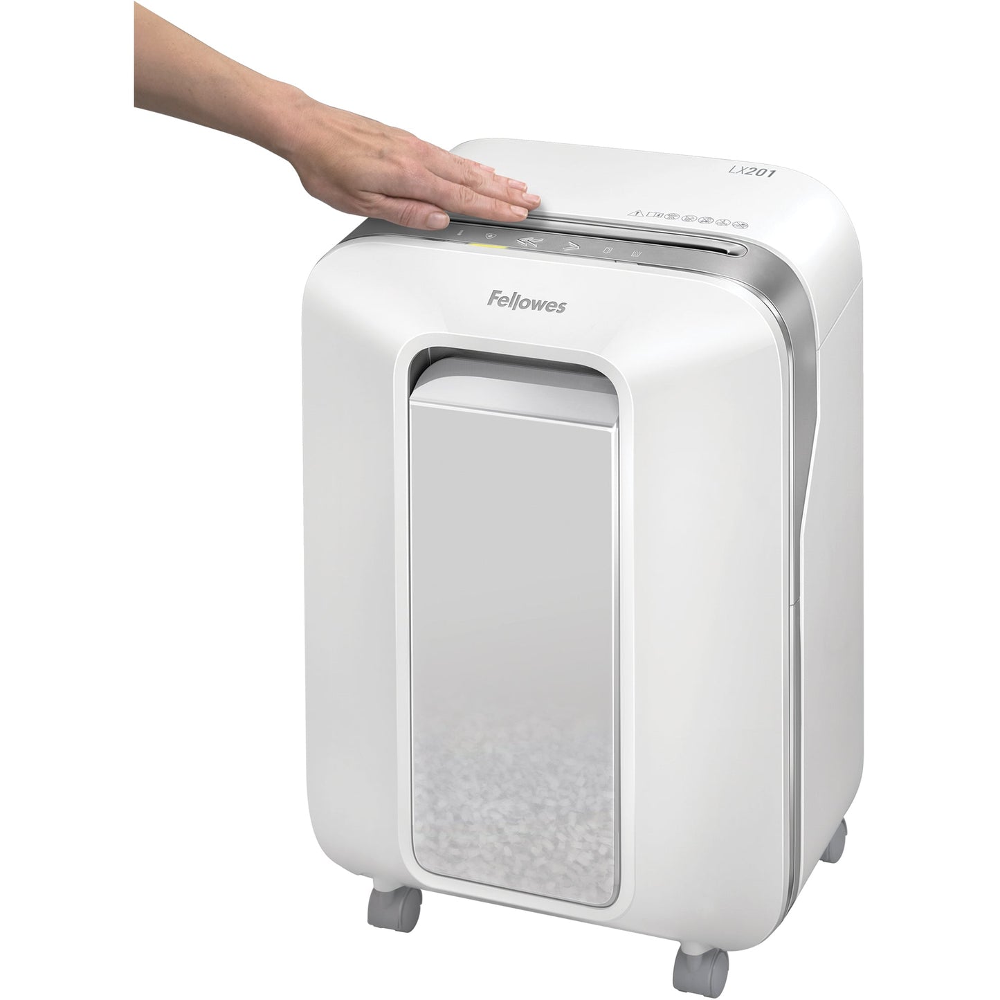 Fellowes® Aktenvernichter Powershred® LX 201 P-5 Papier, Heftklammern, Büroklammern, Kreditkarten Partikelschnitt 12 Bl. weiß