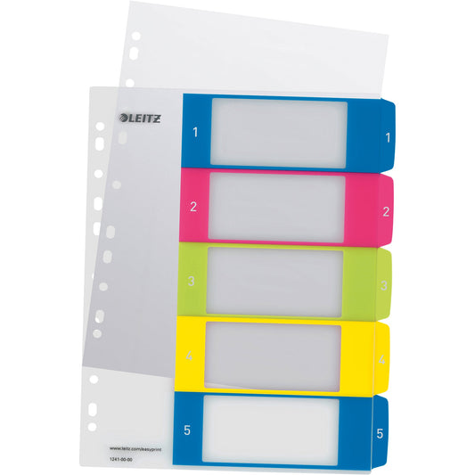 Leitz Zahlenregister WOW DIN A4, Überbreite 1-5 Polypropylen mehrfarbig