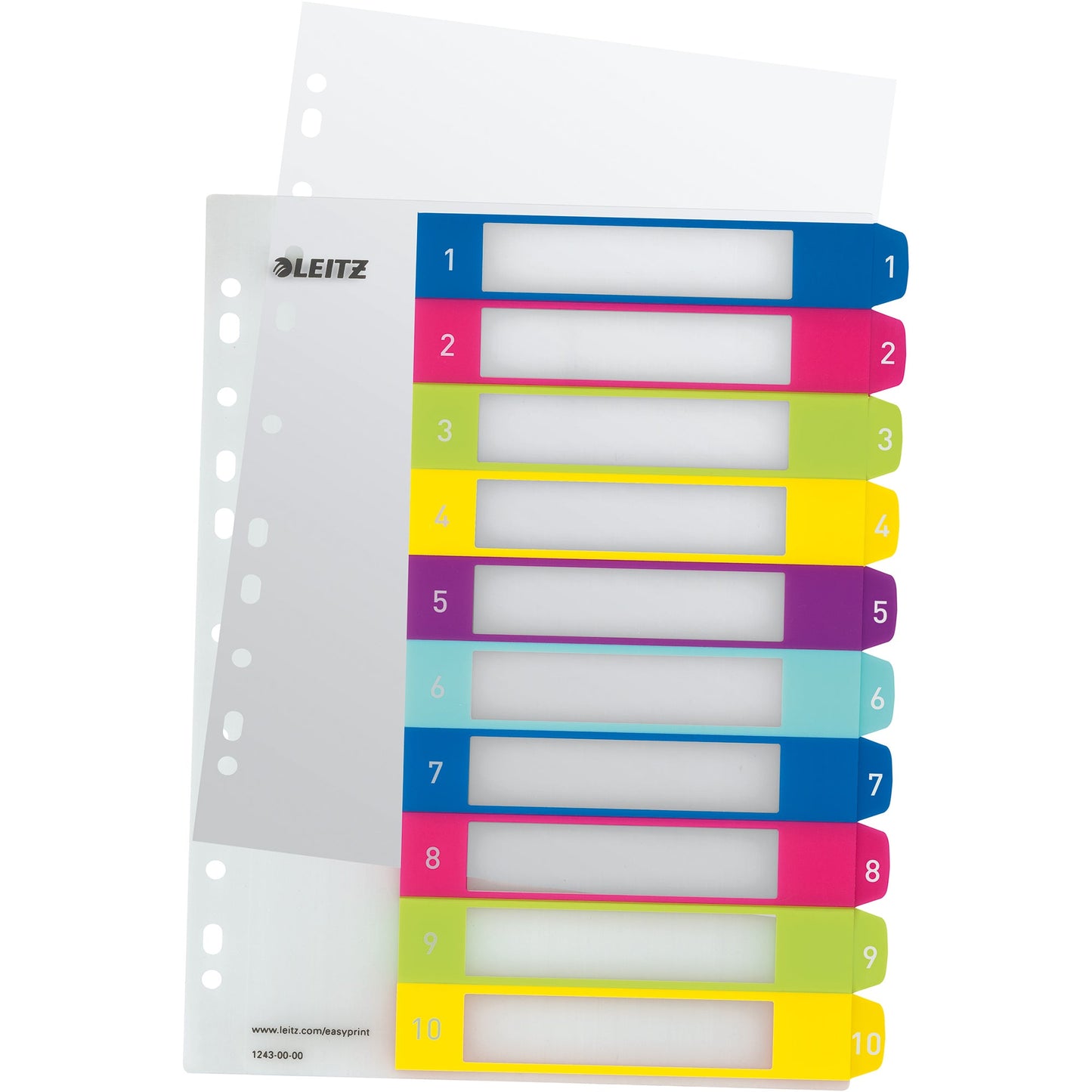 Leitz Zahlenregister WOW DIN A4, Überbreite 1-10 Polypropylen mehrfarbig