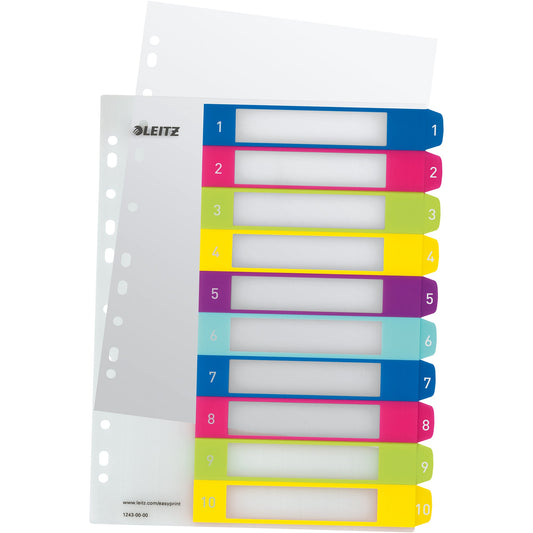 Leitz Zahlenregister WOW DIN A4, Überbreite 1-10 Polypropylen mehrfarbig