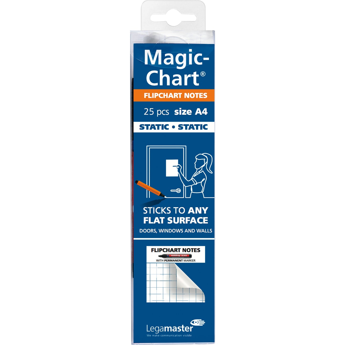 Legamaster Flipchartfolie Magic-Chart Flipchart 20 x 30 cm (B x H) 50µm selbsthaftend inkl. 1 Marker Polypropylen weiß 25 Bl./Pack.