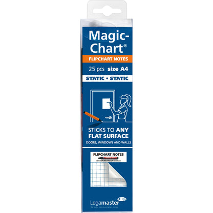Legamaster Flipchartfolie Magic-Chart Flipchart 20 x 30 cm (B x H) 50µm selbsthaftend inkl. 1 Marker Polypropylen weiß 25 Bl./Pack.