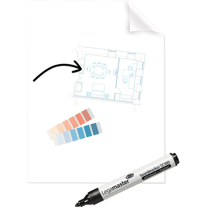 Legamaster Flipchartfolie Magic-Chart Clearboard 60 x 80 cm (B x H) 50µm selbsthaftend inkl. 1 Marker Polypropylen transparent 25 Bl./Pack.