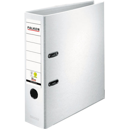 Falken Ordner Color Vegan 80mm DIN A4 Rückenschild: einsteckbar mit Schlitzen Werkstoff: Pappe Material außen: Polypropylen Material innen: Papier weiß