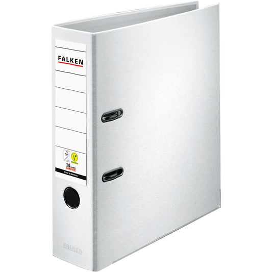 Falken Ordner Color Vegan 80mm DIN A4 Rückenschild: einsteckbar mit Schlitzen Werkstoff: Pappe Material außen: Polypropylen Material innen: Papier weiß