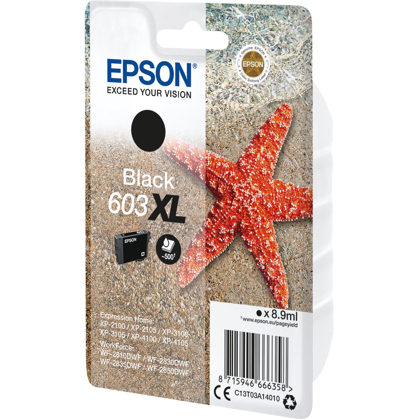 Epson Tintenpatrone Originalzubehör 603XL ca. 500 Seiten schwarz 8,9ml