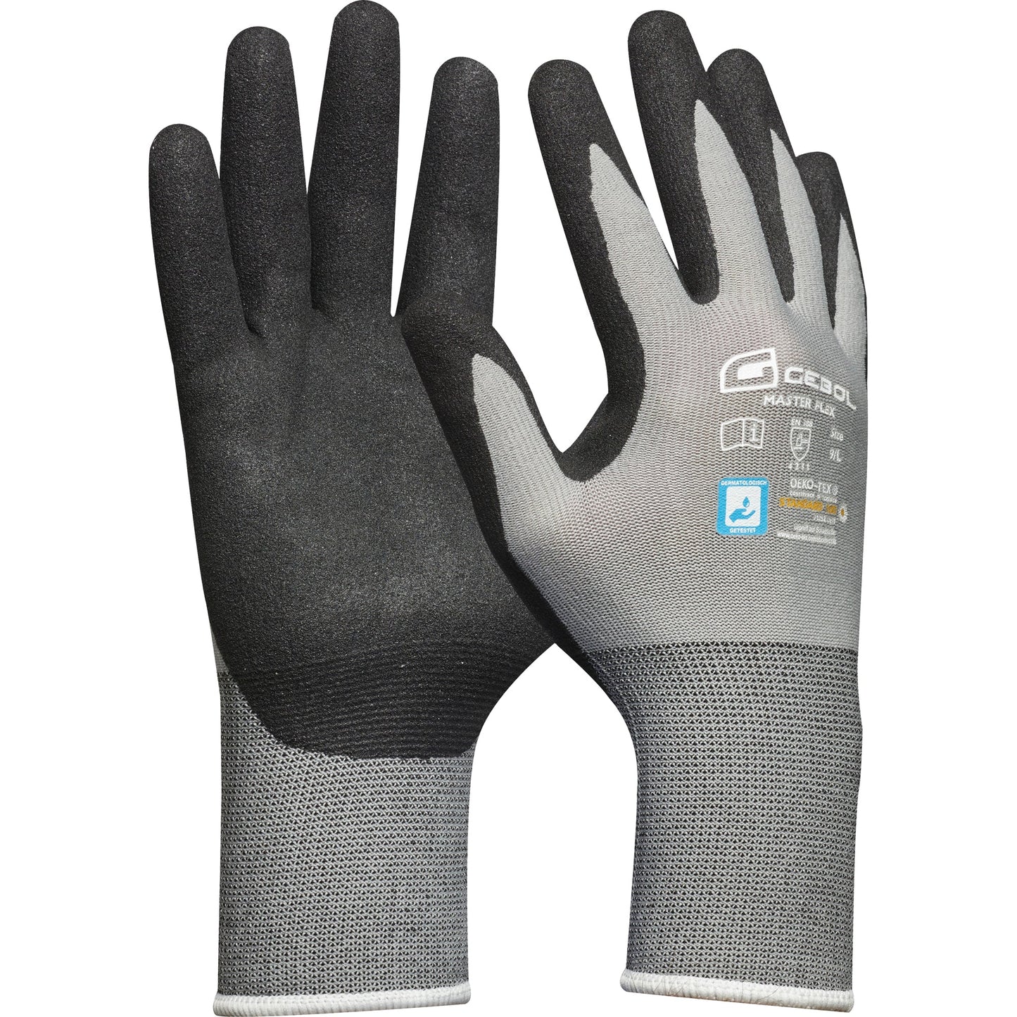 GEBOL Arbeitshandschuhe MASTER FLEX 10 97 % Nylon, 3 % Elasthan grau