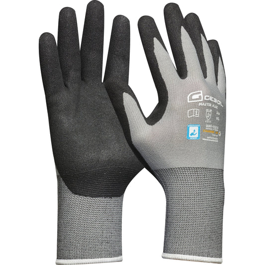 GEBOL Arbeitshandschuhe MASTER FLEX 10 97 % Nylon, 3 % Elasthan grau